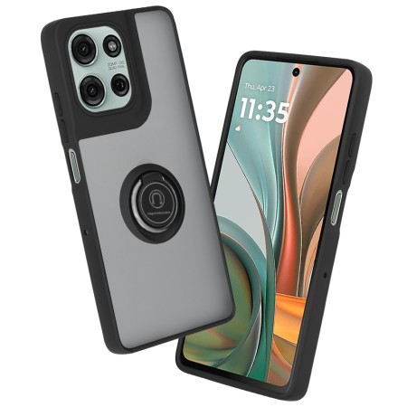 Husa pentru Motorola Moto G75 - Magnet Auto și Inel Rotativ, Premium, Negru