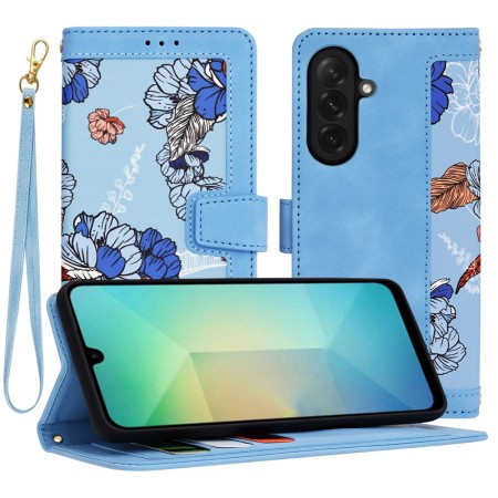 Husa pentru Samsung Galaxy A26 - FlipCraft - Design Floral -  Vibrant Blue