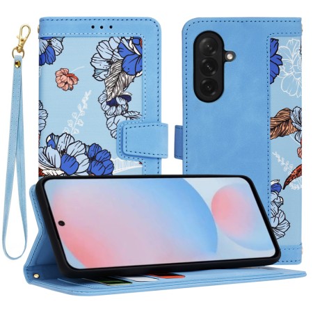 Husa pentru Samsung Galaxy A56 - FlipCraft - Design Floral - Vibrant Blue