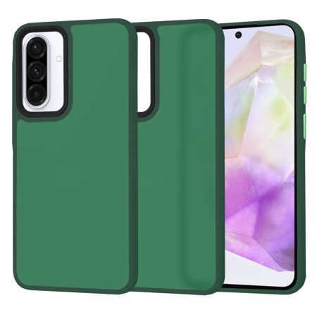 Husa pentru Samsung Galaxy A56 - HaloFrost - protectie la camere si finisaj mat - Midnight Green