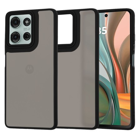 Husa pentru Motorola Moto G75 - HaloFrost - protectie la camere si finisaj mat - Smoke Black