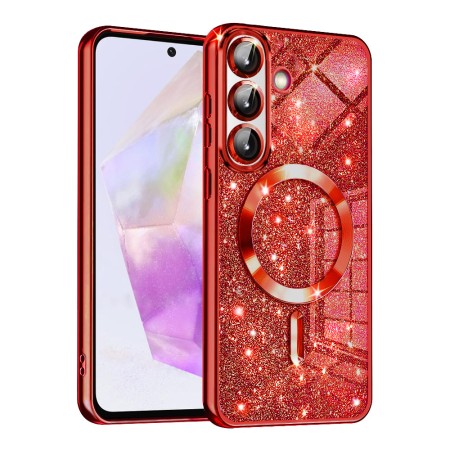 Husa pentru Samsung Galaxy A36, Glitter MagSafe, Atasare Magnetica, Red