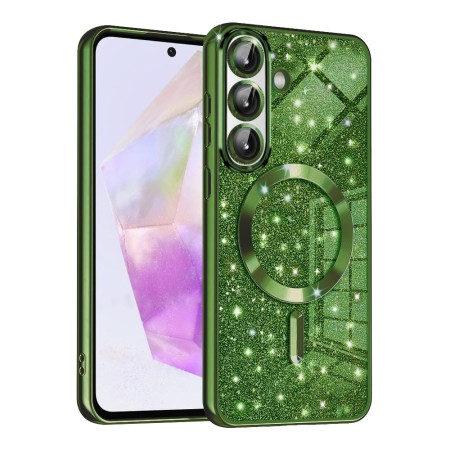 Husa pentru Samsung Galaxy A36, Glitter MagSafe, Atasare Magnetica, Deep Green