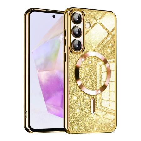 Husa pentru Samsung Galaxy A36, Glitter MagSafe, Atasare Magnetica, Gold