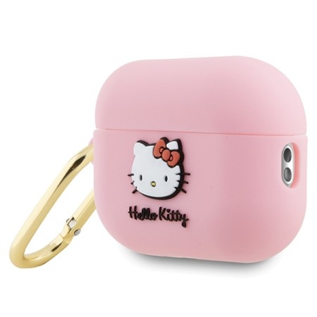 Husa pentru AirPods 3 - Hello Kitty Silicone 3D Kitty Head - Pink