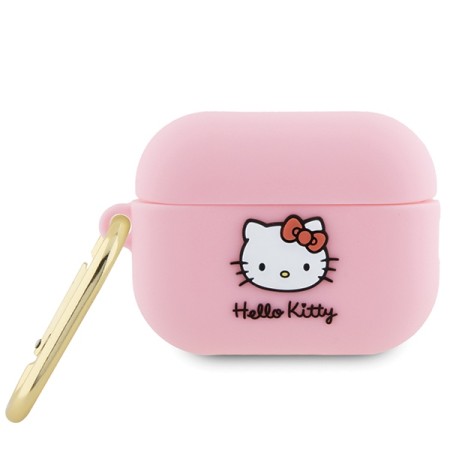 Husa pentru AirPods 3 - Hello Kitty Silicone 3D Kitty Head - Pink