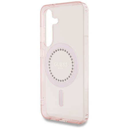 Husa pentru Samsung Galaxy S25 - Guess IML Rhinestones MagSafe - Pink