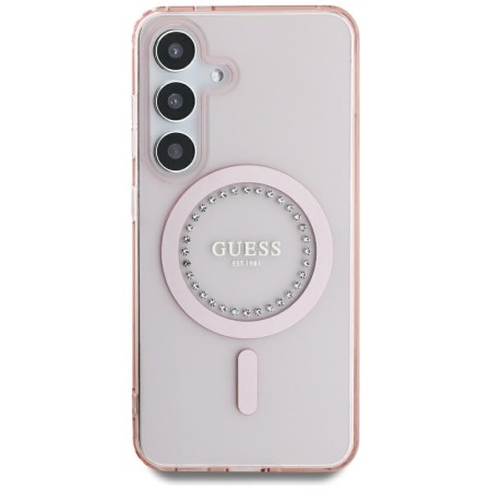 Husa pentru Samsung Galaxy S25 - Guess IML Rhinestones MagSafe - Pink