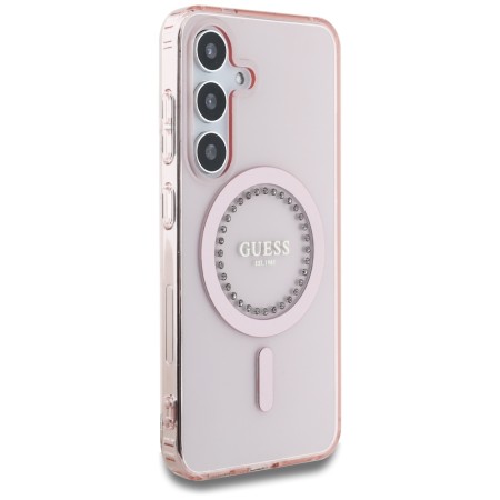 Husa pentru Samsung Galaxy S25 - Guess IML Rhinestones MagSafe - Pink