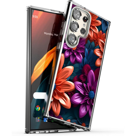 Husa personalizata pentru Samsung Galaxy S24 Ultra, MagSafe Atasare Magnetica, 3D Flower Medley 14