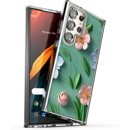 Husa personalizata pentru Samsung Galaxy S23 Ultra, MagSafe Atasare Magnetica, 3D Flower Medley 9