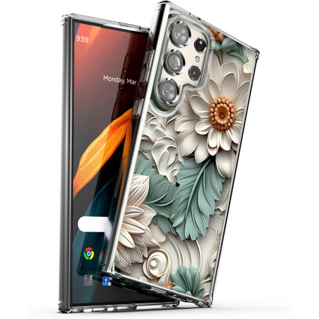 Husa personalizata pentru Samsung Galaxy S23 Ultra, MagSafe Atasare Magnetica, 3D Flower Medley 4