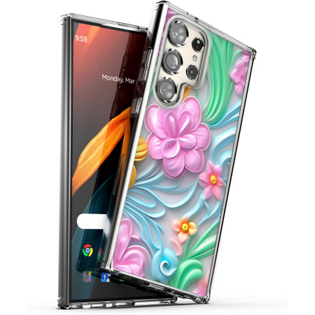 Husa personalizata pentru Samsung Galaxy S24 Ultra, MagSafe Atasare Magnetica, 3D Flower Medley 11