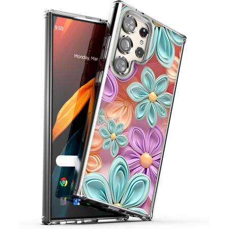 Husa personalizata pentru Samsung Galaxy S23 Ultra, MagSafe Atasare Magnetica, 3D Flower Medley 2