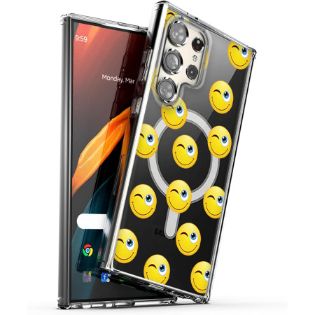 Husa personalizata pentru Samsung Galaxy S23 Ultra, MagSafe Atasare Magnetica, Winking Face