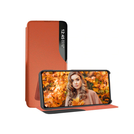 Husa Tip Carte compatibila Xiaomi Redmi Note 13 Pro 4G / Poco M6 Pro 4G, Stand View, Orange