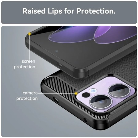 Husa Carbon pentru Oppo Reno13, Tech Protects, Black