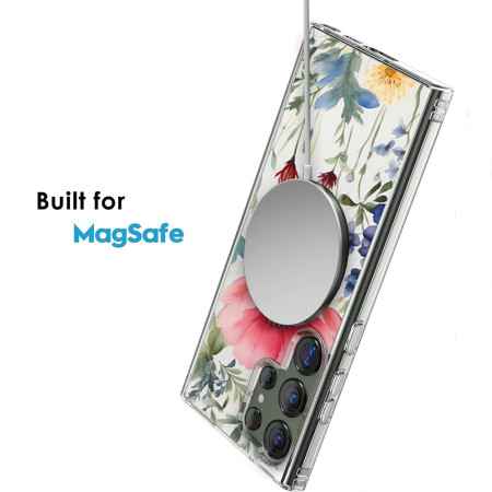 Husa personalizata pentru Samsung Galaxy S23 Ultra, MagSafe Atasare Magnetica, Antisoc, Model Floral 4