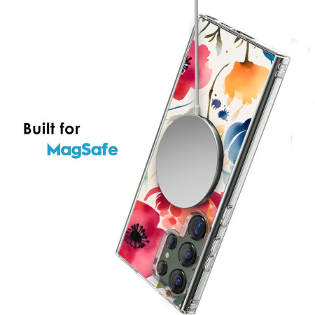 Husa personalizata pentru Samsung Galaxy S23 Ultra, MagSafe Atasare Magnetica, Antisoc, Model Floral 3