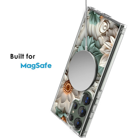 Husa personalizata pentru Samsung Galaxy S24 Ultra, MagSafe Atasare Magnetica, 3D Flower Medley 4