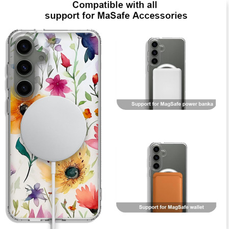 Husa personalizata compatibila Samsung Galaxy S23, MagSafe Atasare Magnetica, Antisoc, Model Floral 1