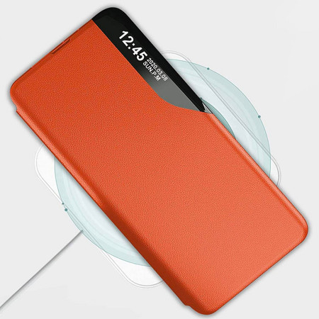 Husa Tip Carte compatibila Samsung Galaxy S24 Ultra, Stand View, Orange