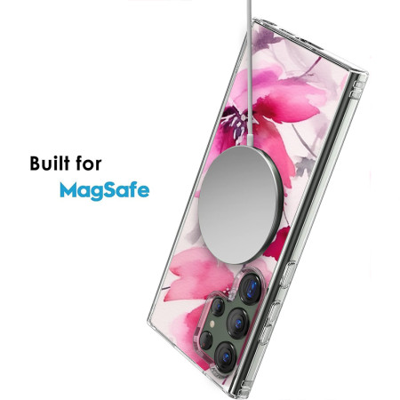 Husa personalizata compatibila Samsung Galaxy S23 Ultra, MagSafe Atasare Magnetica, Antisoc, Model Floral 6