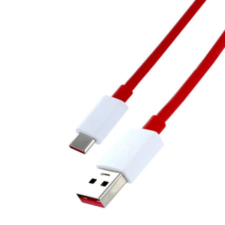 Cablu de date OnePlus compatibil, USB to Type-C, 4A, Alb / Rosu