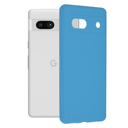 Husa de telefon compatibila Google Pixel 7a, Antiamprenta, Interior Microfibra, Camera Extra Pro, Albastru