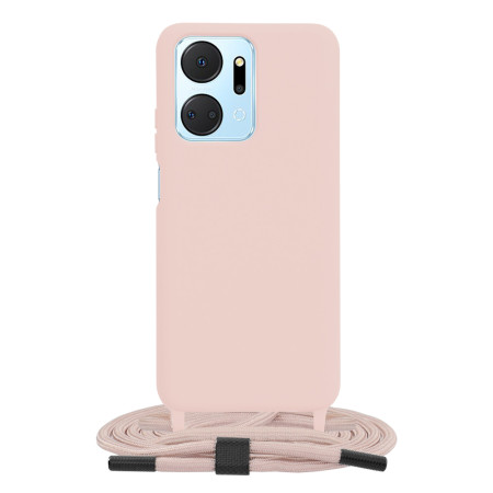 Husa cu Snur compatibila Honor X7a, Prindere la gat Regrabila, Crossbody, Rose