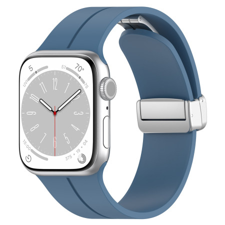 Bratara Smartwatch compatibila Apple Watch 1/2/3/4/5/6/7/8/SE/SE 2 38/40/41mm, Catarama Metalica, Minimalista, Albastru