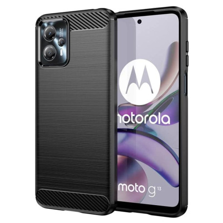 Husa Carbon Motorola Moto G13 / G23 / G53 compatibila, Protect Anti-Soc, Negru