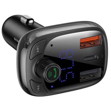 Modulator FM Incarcare rapida, Functie de incarcator auto 2x USB, Tip-C, Bluetooth MP3 Player, LED Display , Negru