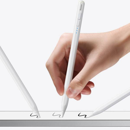 Stylus Touch Pen Baseus TP Profesional cu 2 penite, Pix Compatibil iPad Apple, Functie de Respingere a Palmei, Functie Tilt, Pencil Magnetic, Penite 2 anti-zgarietura, Alb