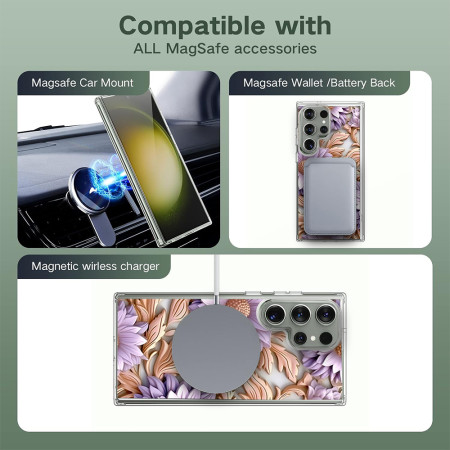 Husa personalizata pentru Samsung Galaxy S23 Ultra, MagSafe Atasare Magnetica, 3D Flower Medley 5