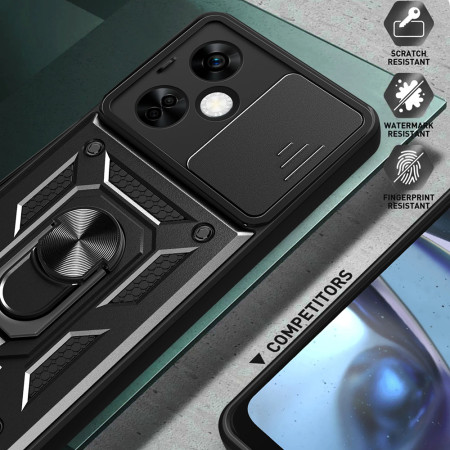 Husa telefon compatibila OnePlus Nord CE 3 Lite, Slide & Snap Premium, Magnetic Ring Holder, PopGrip, Anti-Shock, Negru