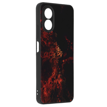 Husa telefon compatibila Oppo A38, Glass Spate din Sticla Securizata, Red Nebula