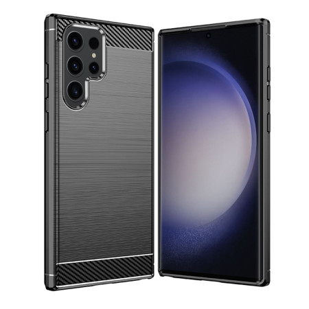 Husa Carbon compatibila Samsung Galaxy S24 Ultra, Tech AntiSoc, Negru