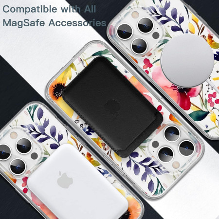 Husa personalizata pentru Apple iPhone 13 Pro Max, MagSafe Atasare Magnetica, Antisoc, Model Flori 5