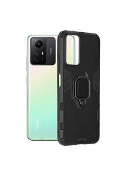 Husa H-Ring Defender compatibila Xiaomi Redmi Note 12S, Antishock Armor, Inel rotetiv 360 grade, Magnet suport auto incorporat, TPU si PC, Negru