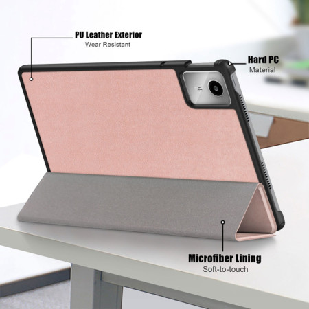 Husa tableta compatibila Lenovo Tab M11, FoldPro cu Microfibra, Auto Sleep/Wake, Rose Gold