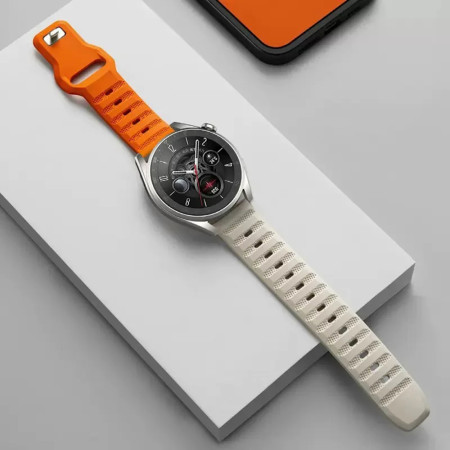 Curea pentru Samsung Galaxy Watch 4/5/Active 2, Huawei Watch GT 3 (42mm)/GT 3 Pro (43mm), Orange Beige