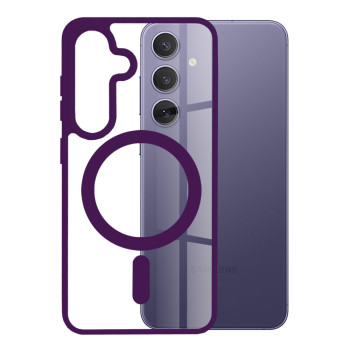 Husa MagSafe compatibila Samsung Galaxy S24 Plus, Atasare Magnetica, Clear Case, Purple