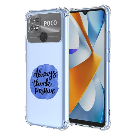 Husa Antisoc pentru Xiaomi Poco C40, AirBag PRO, Clear, Always Think Positive