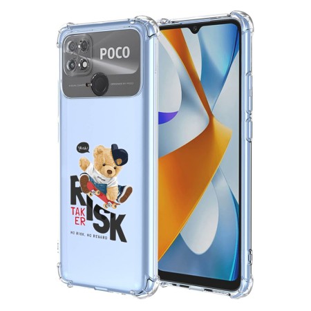 Husa Antisoc pentru Xiaomi Poco C40, AirBag PRO, Transparent, Risk Taker