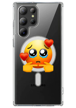 Husa personalizata Samsung Galaxy S24 Ultra, MagSafe Atasare Magnetica, Pleading Face With Hearts