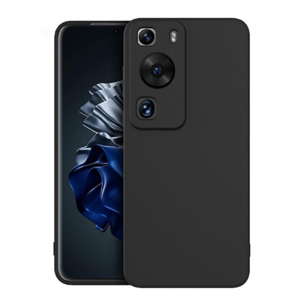 Husa Silicon Huawei P60 Pro, Soft Matt, Protectie Camera Foto, Negru