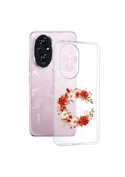 Husa Transparenta TPU pentru Honor 200, Tech Flower Ring 1, Ultra-Slim, Protectie Completa