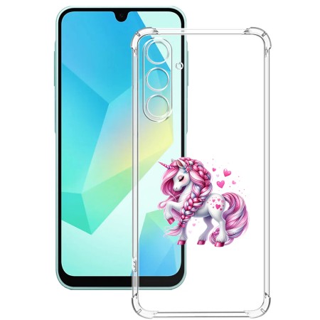 Husa Antisoc pentru Samsung Galaxy A26, AirBag, Pink Unicorn, Clear 