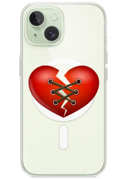 Husa personalizata Apple iPhone 15 Plus, MagSafe, Stitched Heart